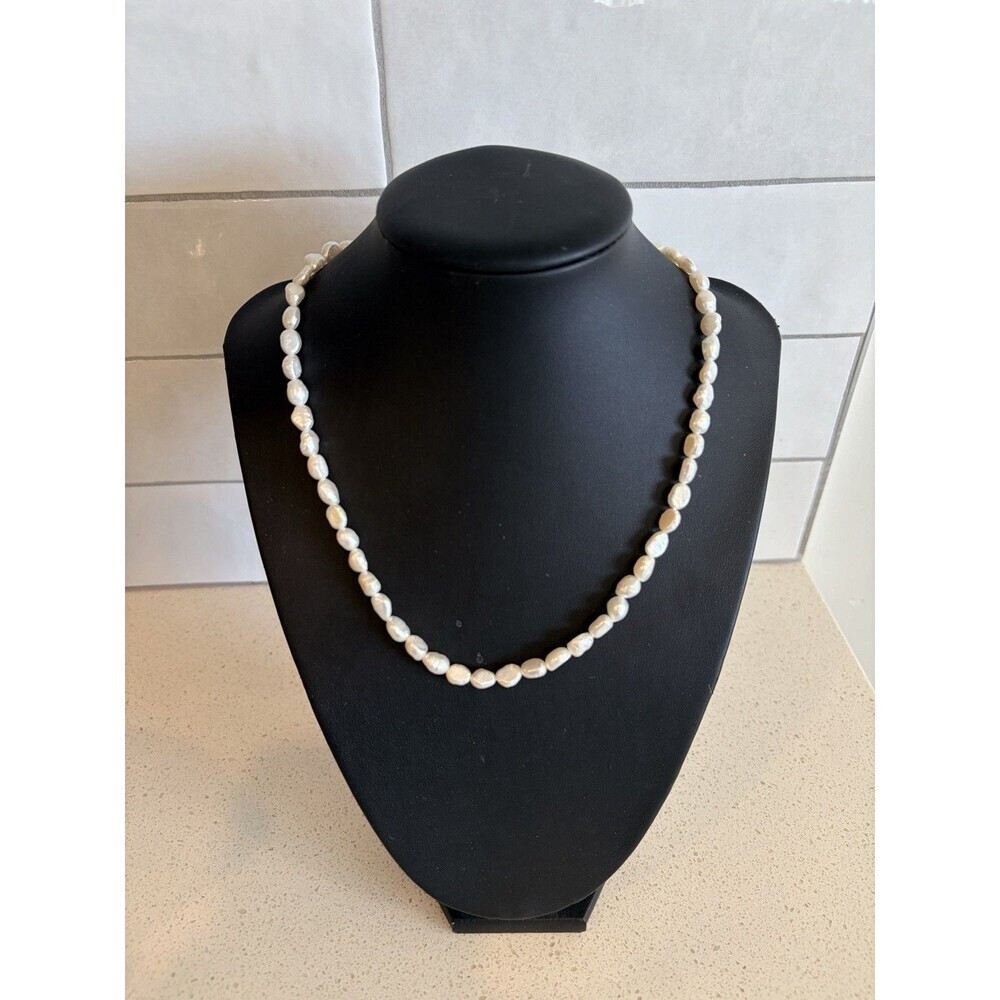 STERLING SILVER J. CREW LARGE WHITE BAROQUE PEARLS 17" TO 18" NECKLACE
